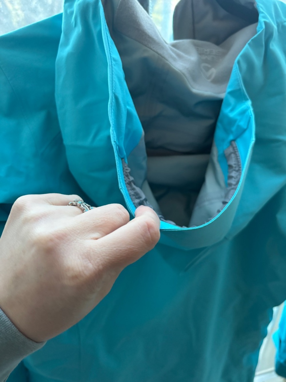 North Face Summit Series Women's M Shell Jacket Aqua Blue Yellow Zip Technical - Picture 7 of 11